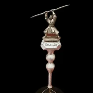 Silver trophy with a warrior figure