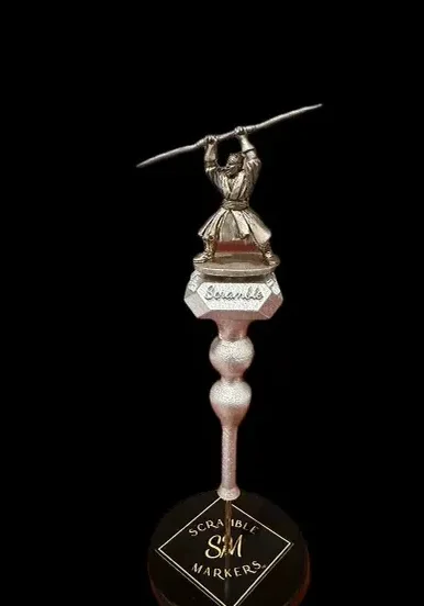 Silver trophy with a warrior figure